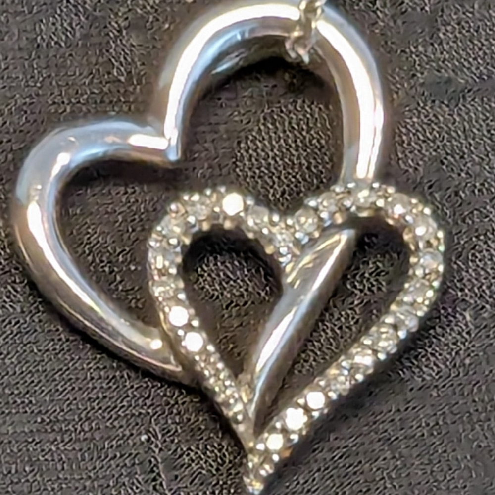 Sterling Silver Diamond Heart Pendant Necklace - Picture 3 of 13